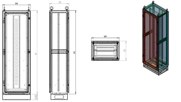 حاوية لوحة تحكم كهربائية، بهيكل فولاذي مشكل بـ 5 طيات، CBES