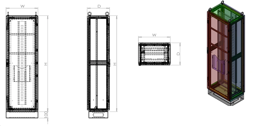 حاوية لوحة تحكم كهربائية، بهيكل فولاذي مشكل بـ 9 طيات